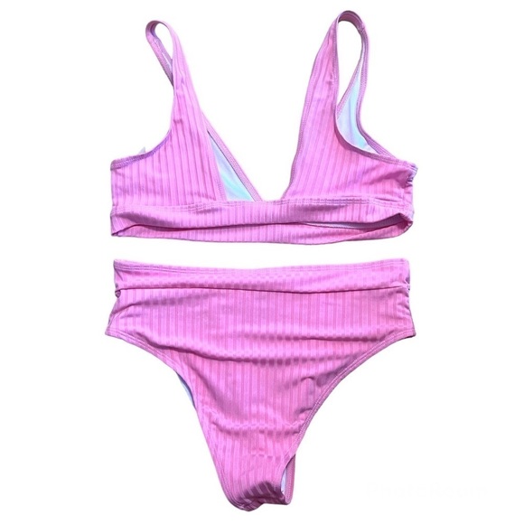 Pink Ribbed Bikini Set - Picture 2 of 5